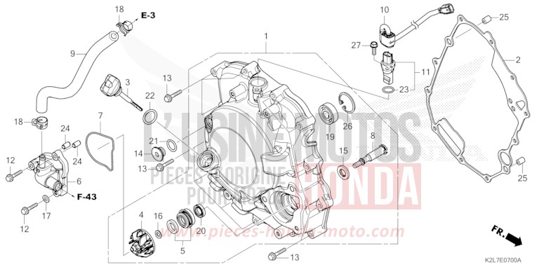 KURBELGEHAEUSEABDECKUNG/WASSERPUMPE von ADV 350 MAT CARBONIUM GRAY METALLIC (NHB52) von 2022